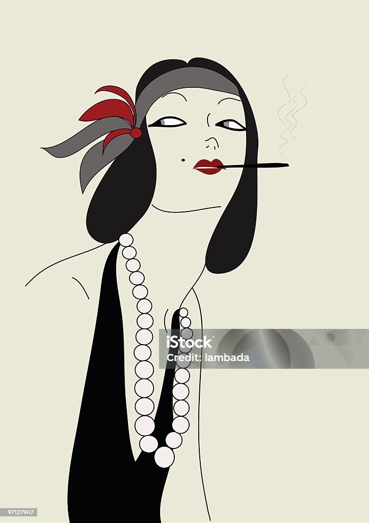 Fumare donna - arte vettoriale royalty-free di 1920-1929
