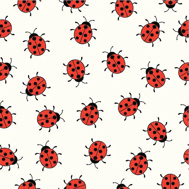 Vector illustration of Seamless background with ladybugs