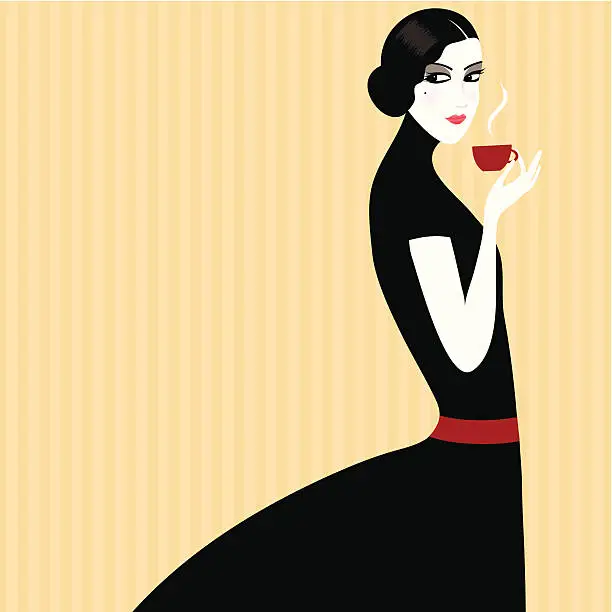 Vector illustration of Woman with cup of coffee