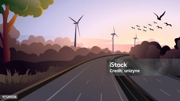 Express Highway At Evening Stock Illustration - Download Image Now - Beauty In Nature, Bird, Bush