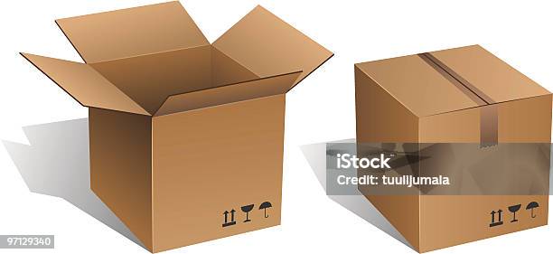 Aberto E Fechado Embalagem - Arte vetorial de stock e mais imagens de Caixa - Caixa, Fechado, Modelo