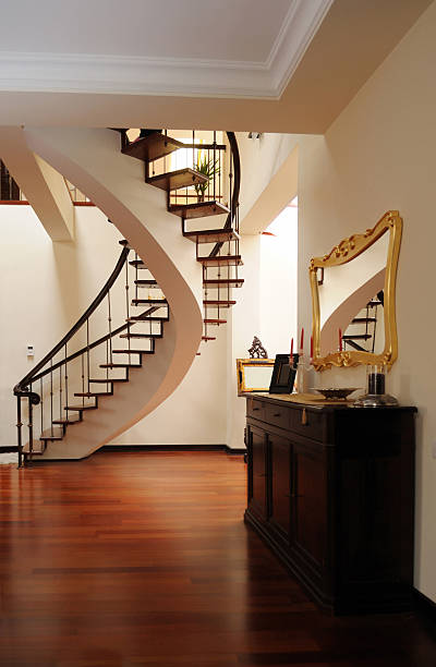 istock Luxury interior with spiral stair 97129491