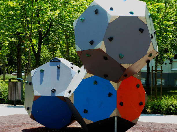 istock climbing equipment with plastic holds in playground 971295732