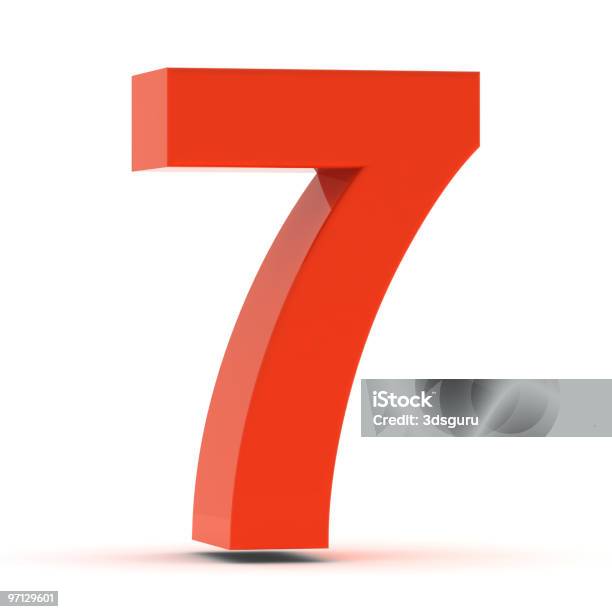 The Number 7 Red Plastic Stock Photo - Download Image Now - Color Image, Curve, Cut Out