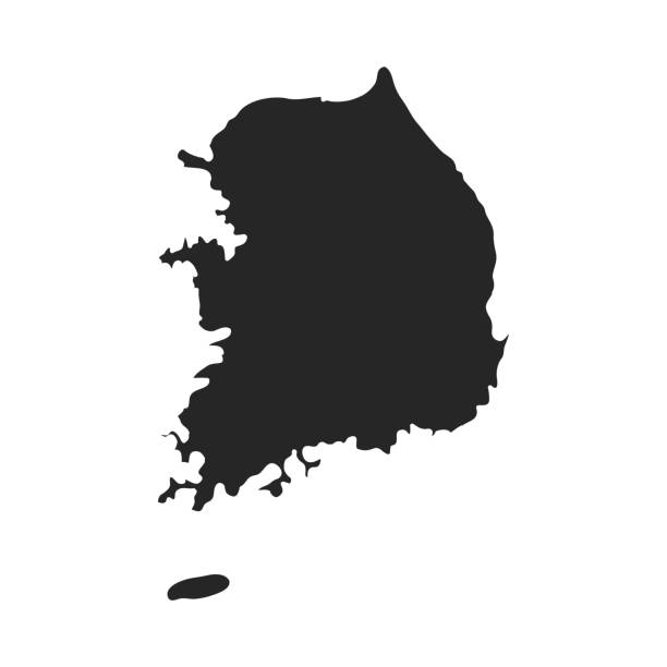 흰색 배경에 고립 된 블랙 스타일에 한국 아이콘. 한국 기호 스톡 벡터 일러스트입니다. - south korea stock illustrations