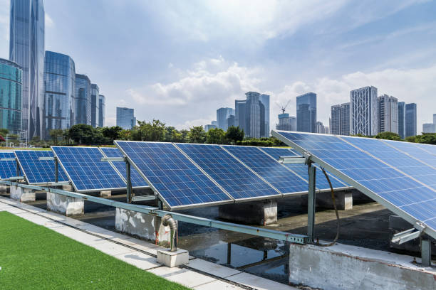 istock Solar and modern city skyline 971328294