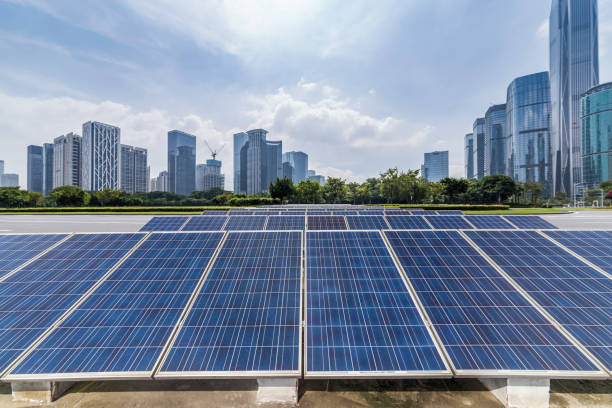 istock Solar and modern city skyline 971328556