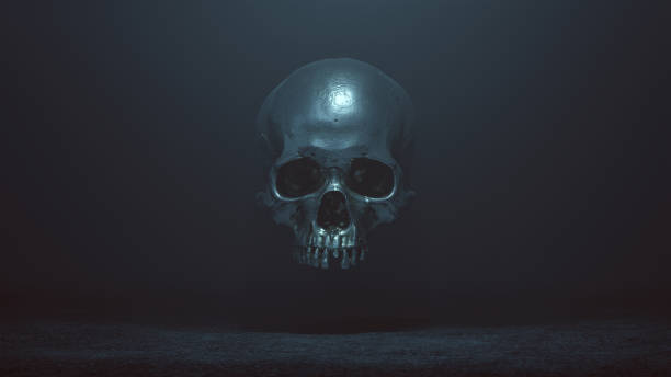 istock Floating Evil Silver Skull Spirit in a foggy void 971328666