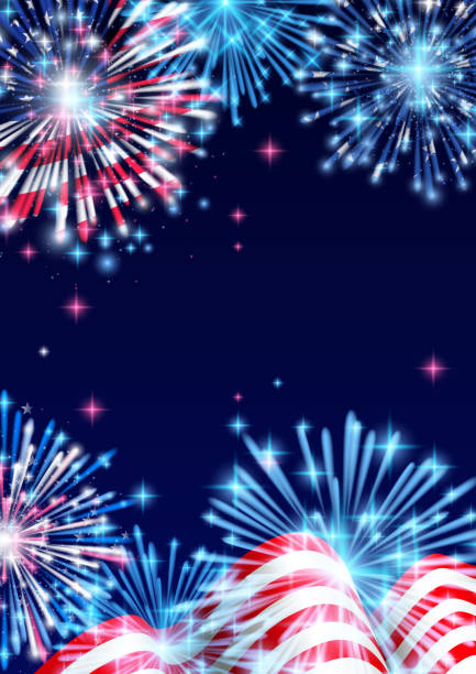 istock 4th of July, American Independence Day celebration Flyer, Banner, Template or Invitation design with National Flag and Sparkling Fireworks. 971335184