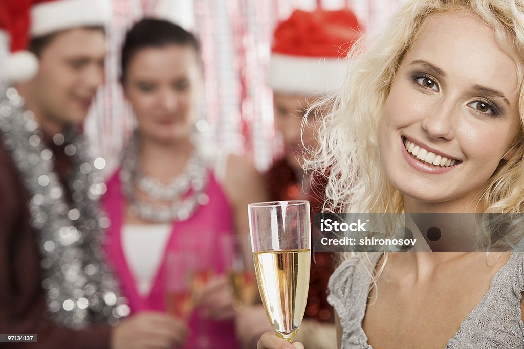 Chica con champán - Foto de stock de Adulto libre de derechos