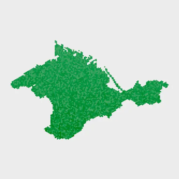Vector illustration of Crimea Country Map Green Hexagon Pattern