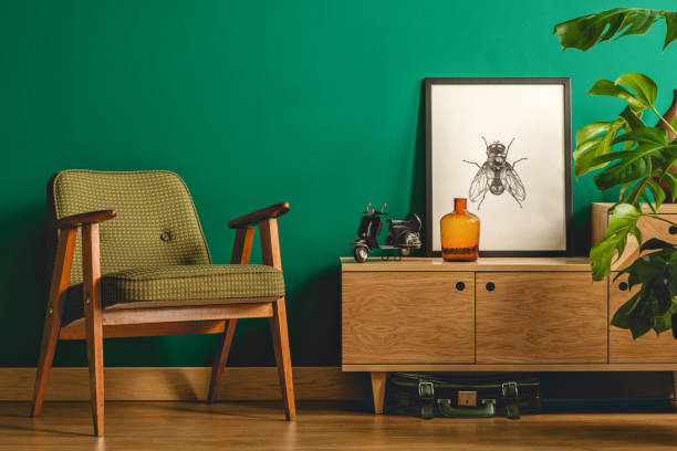 istock Simple vintage room interior 971347674
