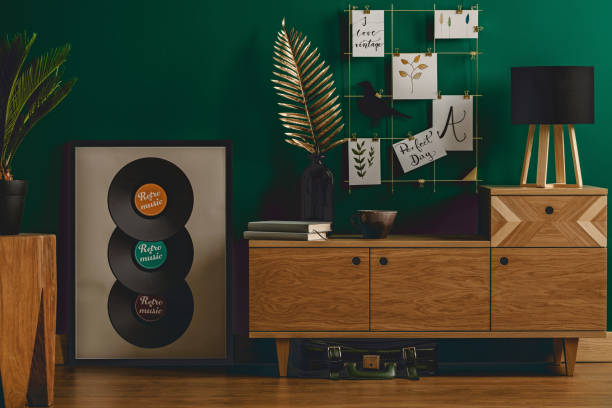 istock Dark green vintage room interior 971347680