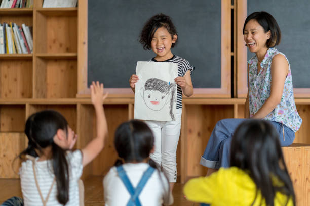 istock Young school girl giving a presentation in class 971350980