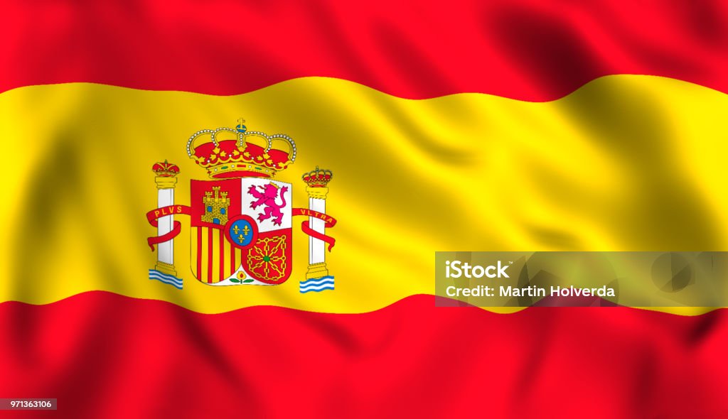 Spanish flag waving in the wind symbol of spain Spain Stock Photo