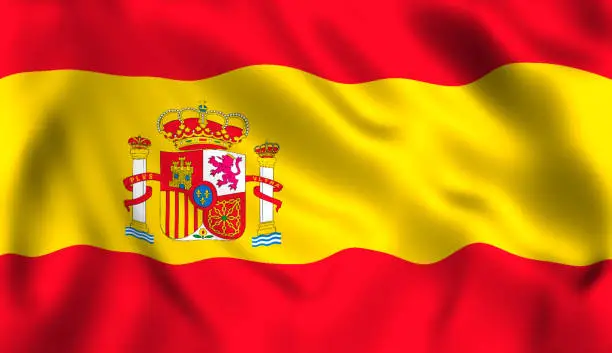 Spanish flag waving in the wind symbol of spain