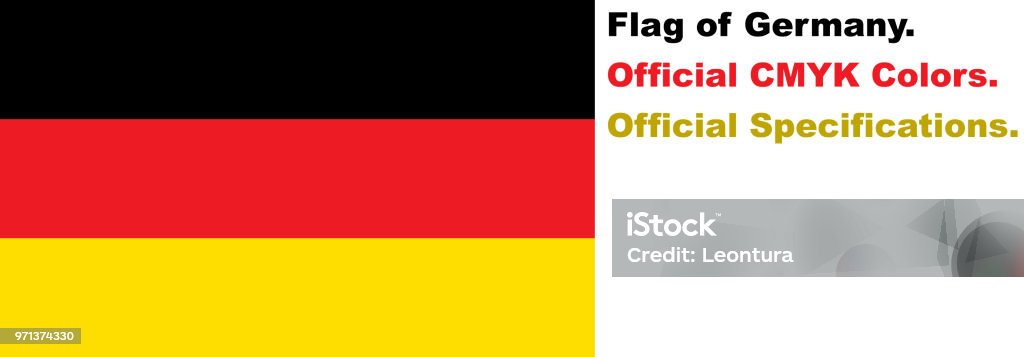German Flag (Official CMYK Colours and Specifications) German flag in the official CMYK colours and specifications. Authority stock vector