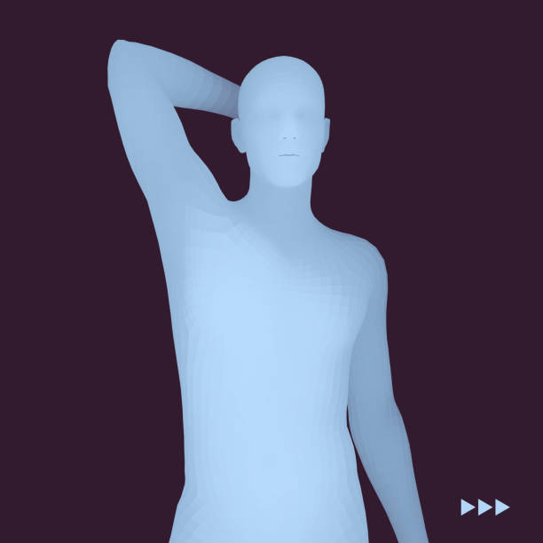 istock Man in a Thinker Pose. 3D Model of Man. Business, Science, Psychology or Philosophy Vector Illustration. 971381390