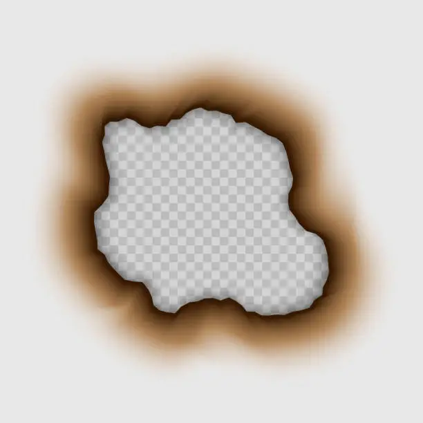 Vector illustration of Burnt hole in pape