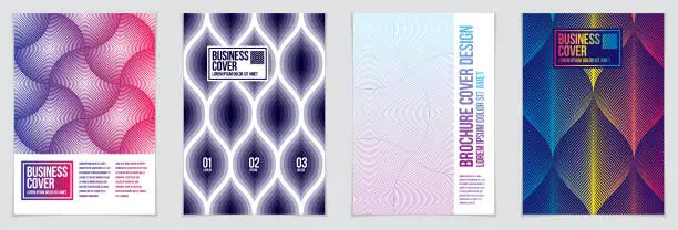 Vector illustration of Minimal covers design. Vector set geometric patterns abstract backgrounds collection. Design templates for flyers, booklets, greeting cards, invitations and advertising. A4 print format.