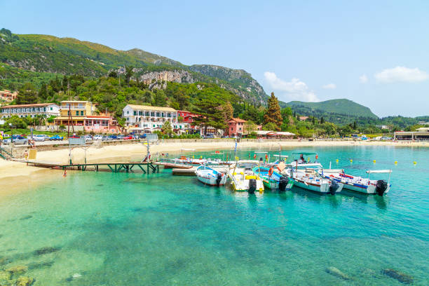 Limni beach in Corfu, Greece stock photo