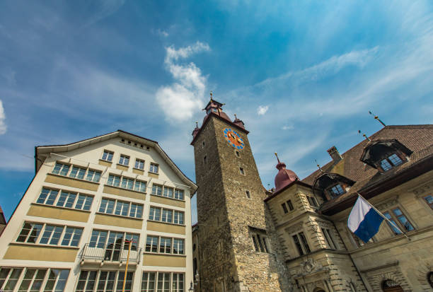 istock Rathaus Clock Tower in Lucerne, Switzerland 971391820
