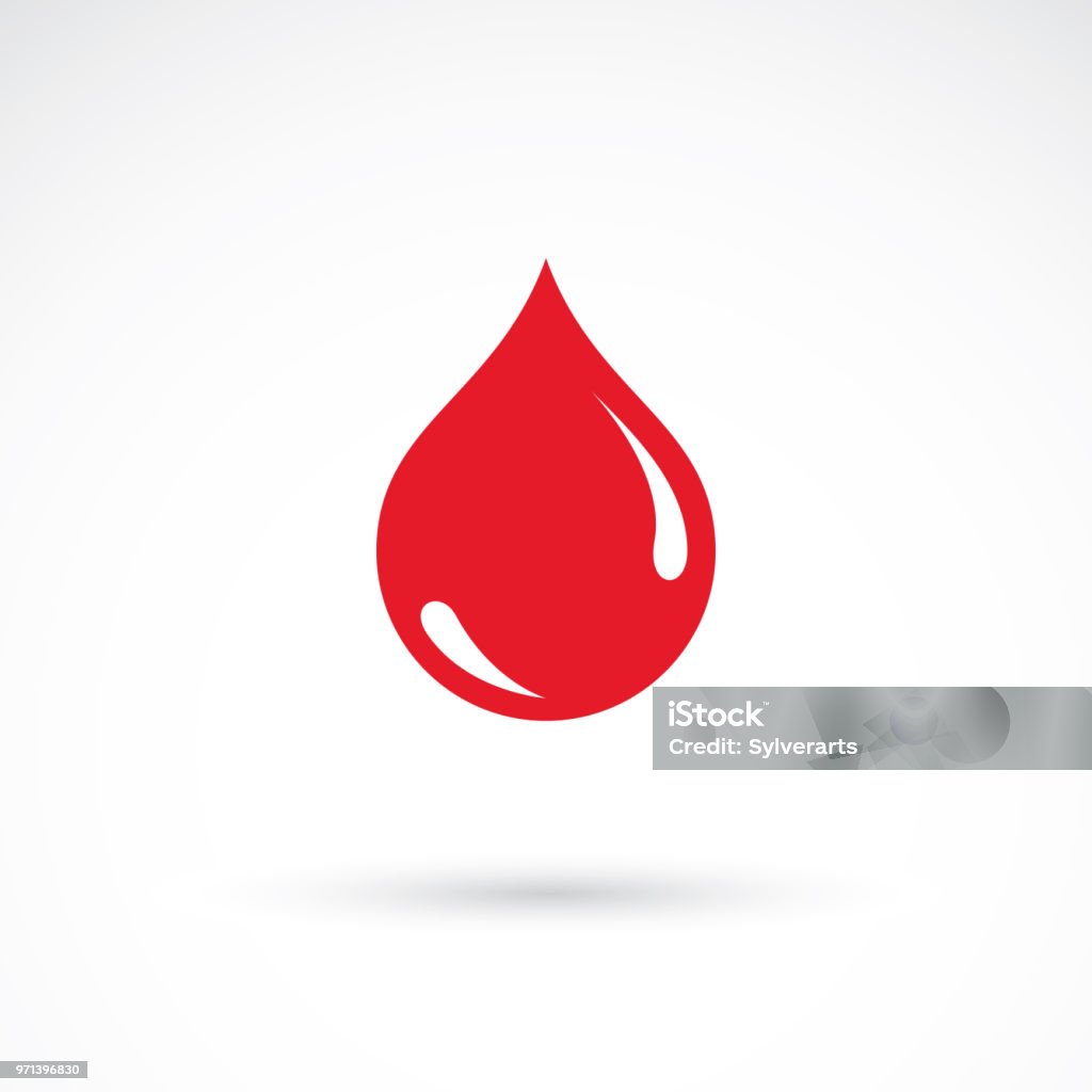 Vector red blood drop illustration isolated on white. Hematology theme, medical treatment design for use in medicine, rehabilitation or pharmacology. Blood stock vector