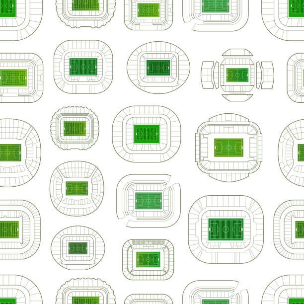 чемпионат мира стадионы вектор набор. вид сверху - st petersburg stock illustrations