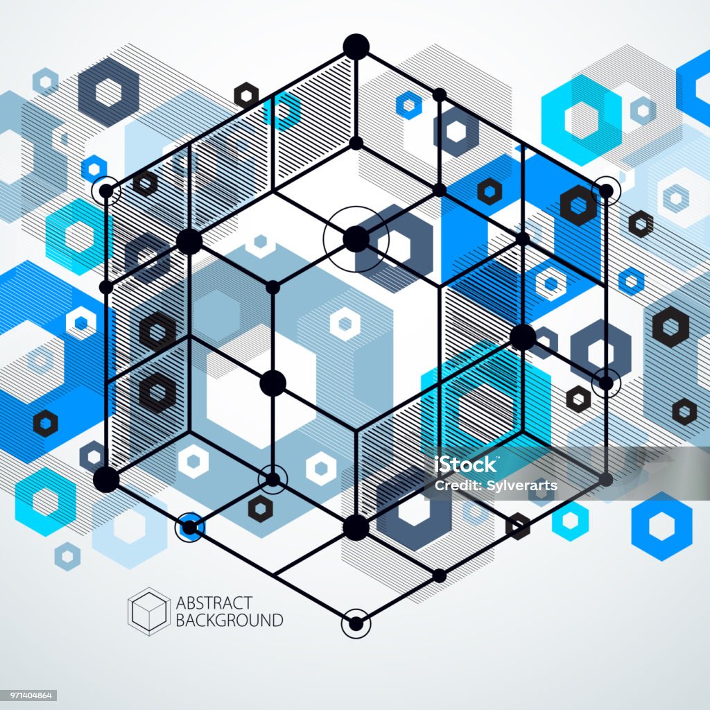 Nền Hình Học Isometric Xu Hướng Màu Xanh Với Các Khối Và Khối Sáng ...