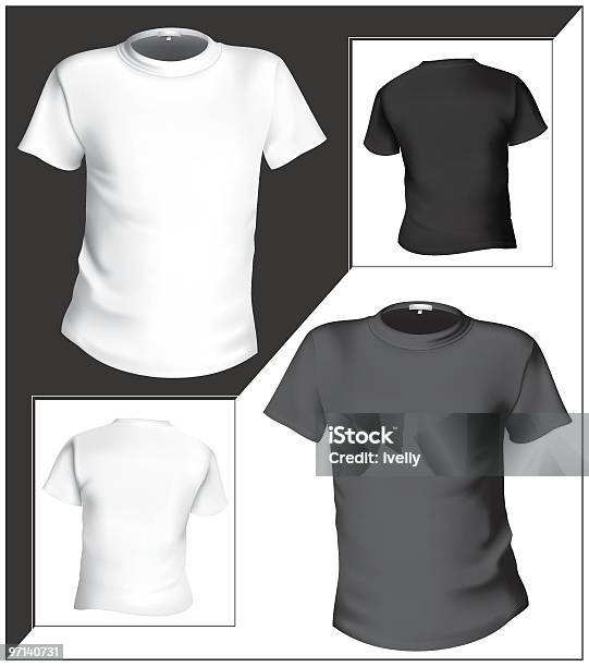 Tshirtdesignvorlage Schwarz Und Weiß Stock Vektor Art und mehr Bilder von Baumwolle