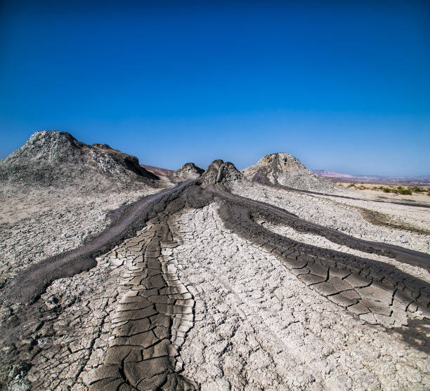 istock Field with craters of mud volcano in Gobustan. Azerbaijan. 971409444