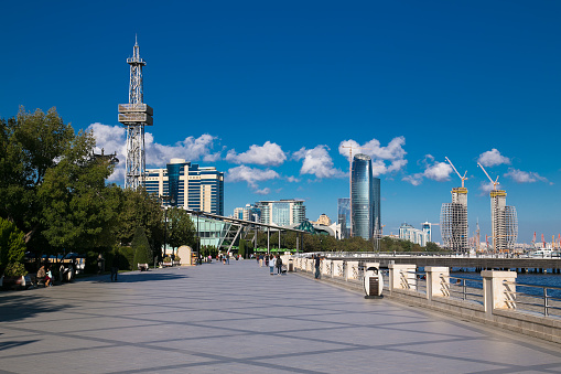 Seaside boulevard in Baku, Azerbaijan