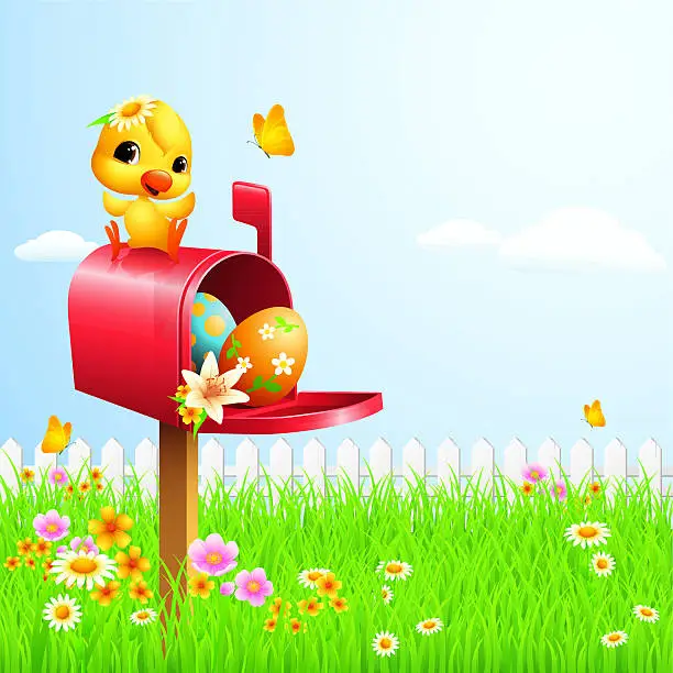 Vector illustration of Easter Mailbox