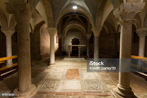 Tourist View Of Rieti In Lazio Italy The Crypt Of St Mary Cathedral Stock Photo - Download Image Now