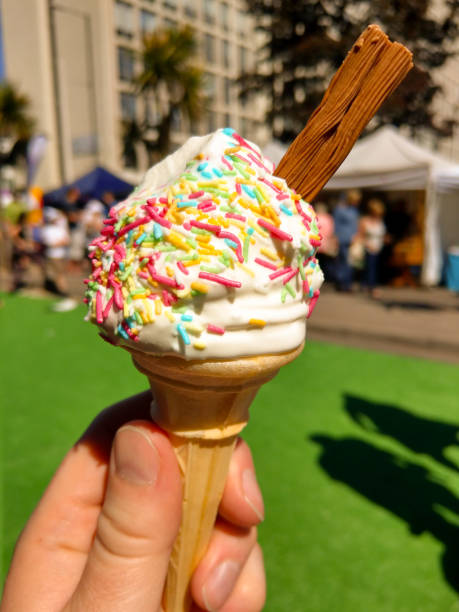 istock Ice cream with flake and sprinkles 971419850