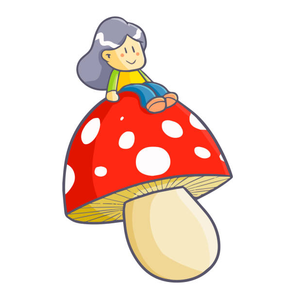 istock girl sitting on giant red mushroom 971420606