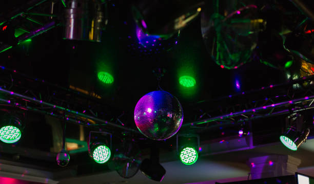 istock Mirror ball in a nightclub with different lights 971430150