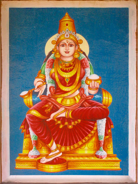Painting of Goddess Annapurna. Bhagavathy Amman Temple Painting of Goddess Annapurna. Bhagavathy Amman Temple, Nemmara, Palakkad, Kerala annapurna range photos stock pictures, royalty-free photos & images