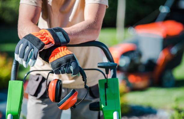 Landscaping Contractor Work Landscaping Contractor Work. Caucasian Gardener with His Equipment. landscaping stock pictures, royalty-free photos & images