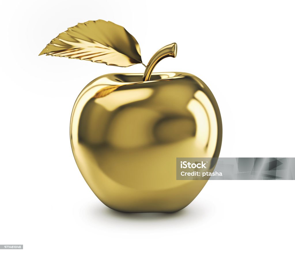 Pomme d’or isolé sur fond blanc - Photo de Pomme libre de droits