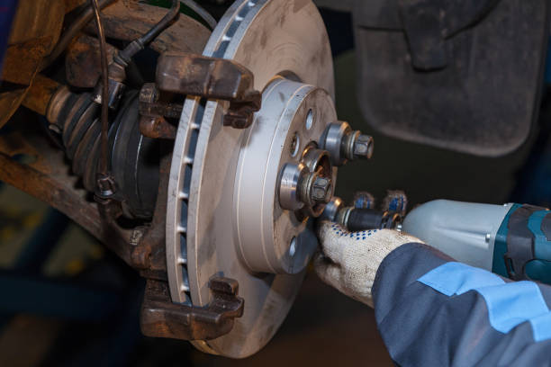 istock The man is repairing the disc brake 971507712