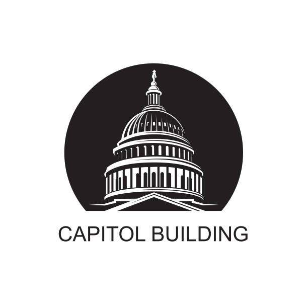 국회 의사당 건물 아이콘 - capitol building washington dc congress capitol hill stock illustrations