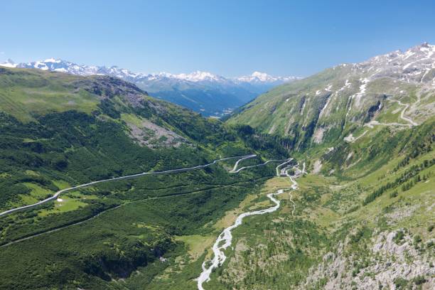 swiss valley - jungfrau waterfall tree nature imagens e fotografias de stock