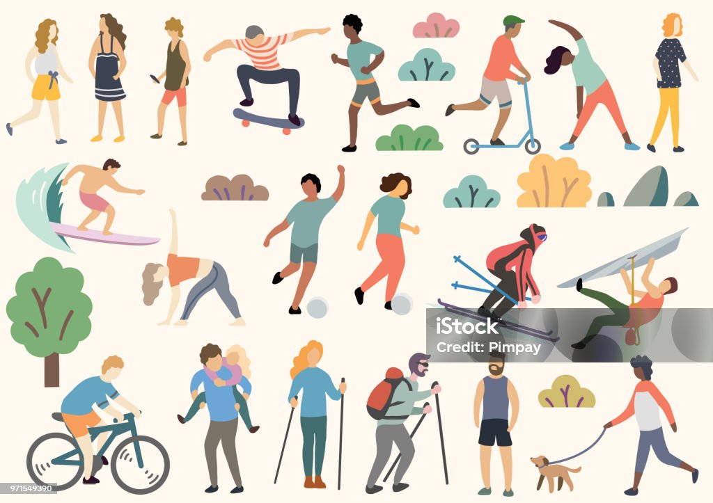 Outdoor activity illustration, doodle, drawing, vector Doodle sketch, illustration, what made in digital. People stock vector