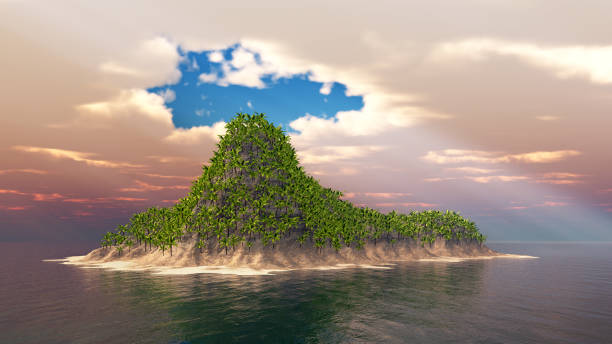 istock Tropical island with palms 971549994