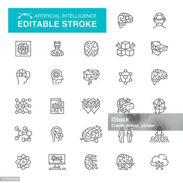 Artificial Intelligence Set Editable Stroke Icons Stock Illustration - Download Image Now - Artificial Intelligence, Artificial, Intelligence