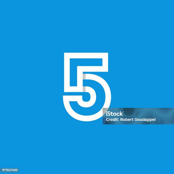 Vector Logo Number 5 White Stock Illustration - Download Image Now - Number 5, Number, Logo