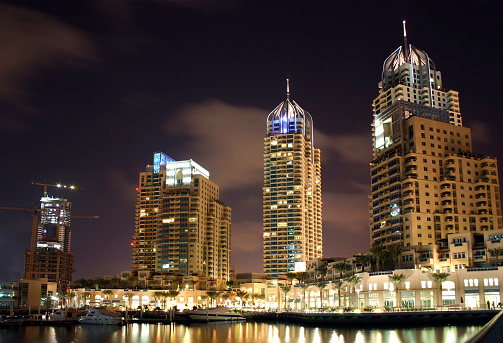 St. Pete, Florida, USA downtown city skyline from the pier at night.