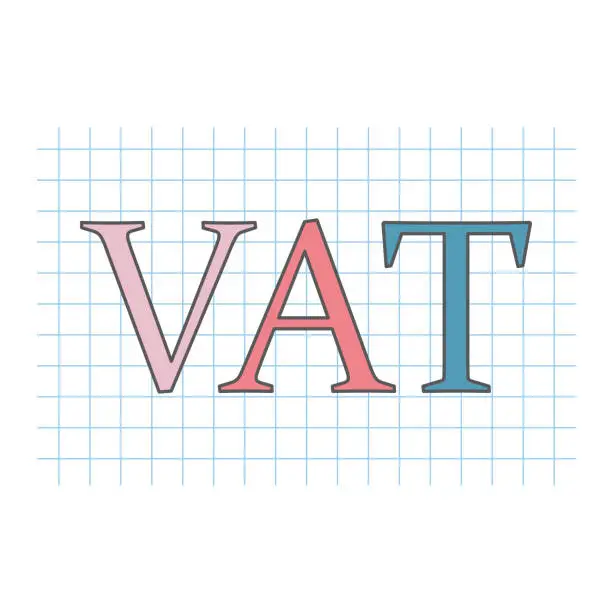 Vector illustration of VAT (Value Added Tax) written on checkered paper sheet