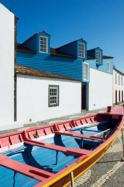 Facade of the Whalers Museum in Lages do Pico, Azores  whaling stock pictures, royalty-free photos & images